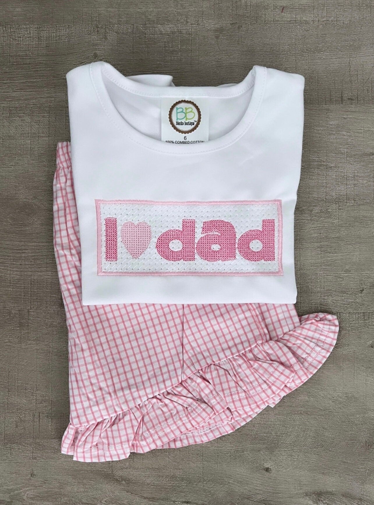 Embroidered I Love Dad Ruffle Shirt