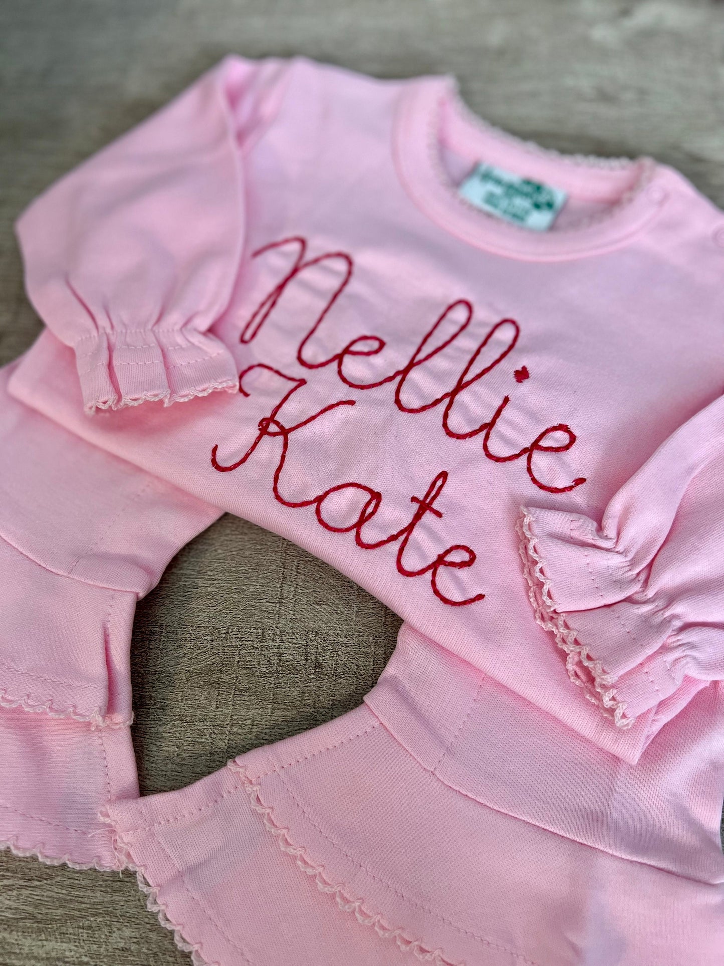 Embroidered Pink Baby Ruffle Romper