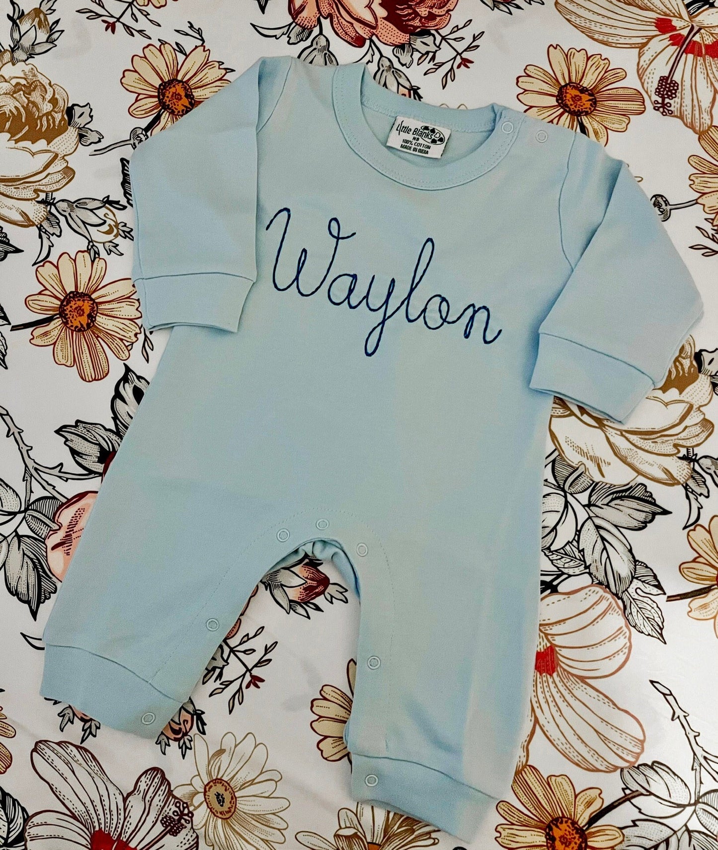 Embroidered Baby Blue Romper