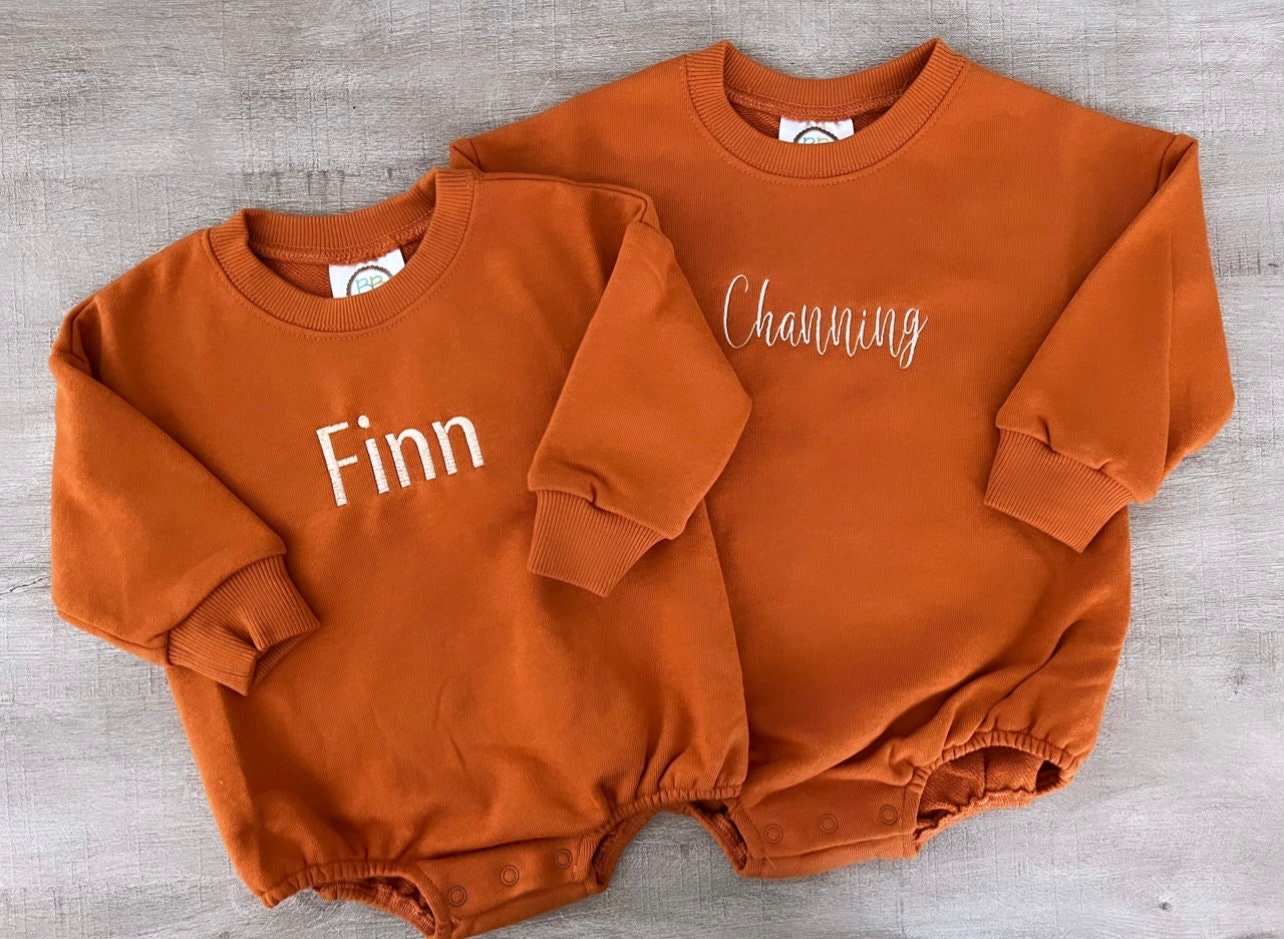 Embroidered Rust Sweatshirt Bubble