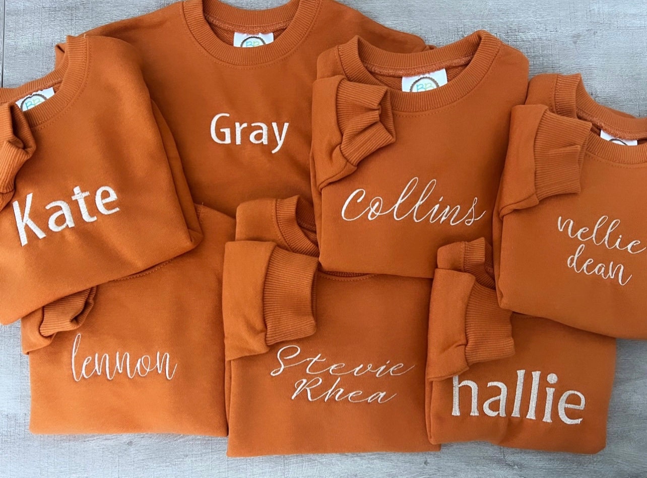 Embroidered Rust Sweatshirt Bubble