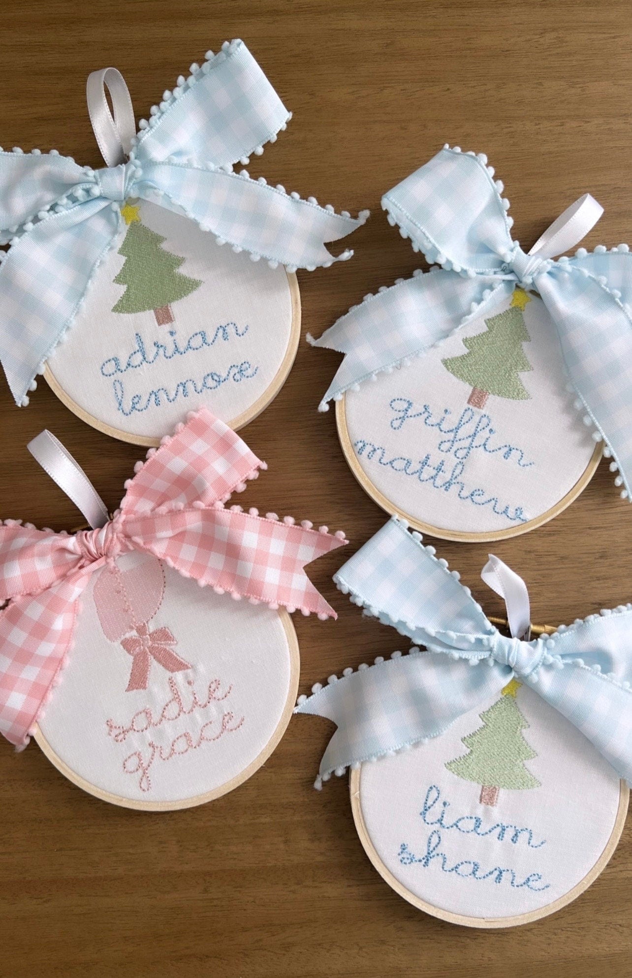 Embroidered Christmas Tree Baby Ornament