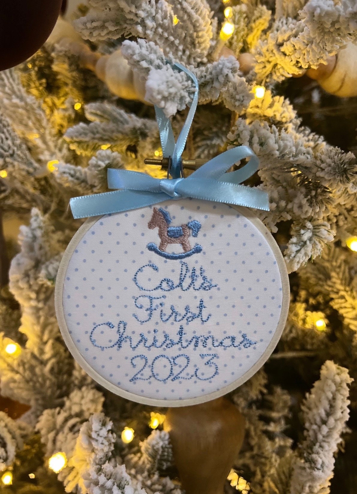 Embroidered Rocking Horse Baby Ornament
