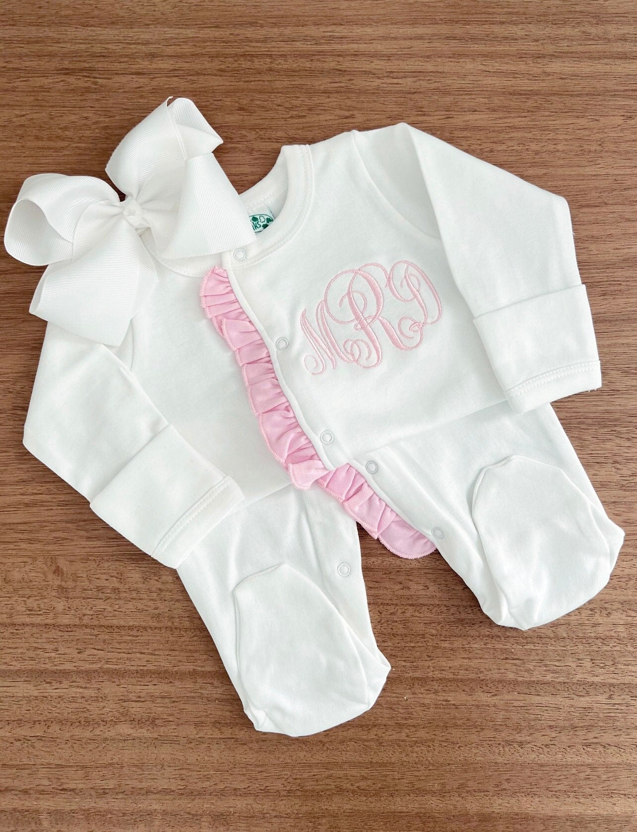 Embroidered Ruffle Footie