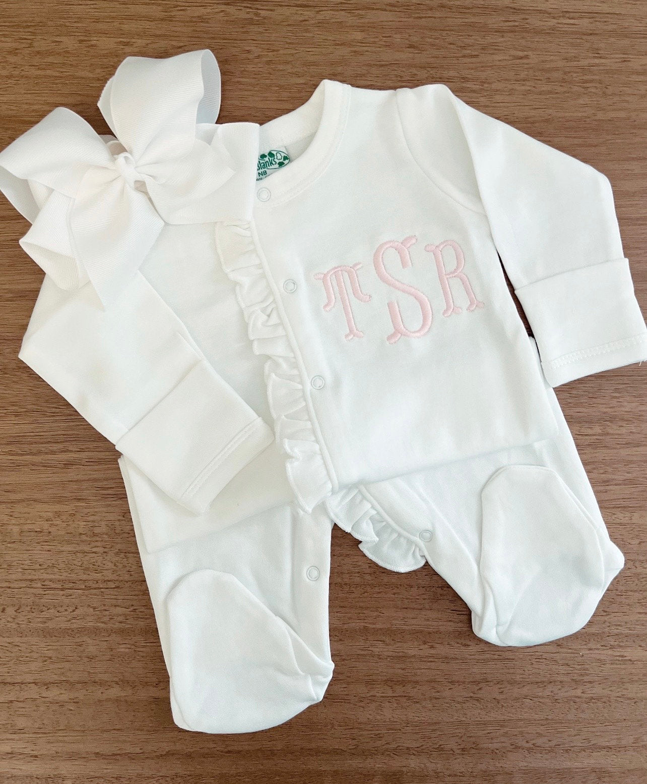 Embroidered Ruffle Footie