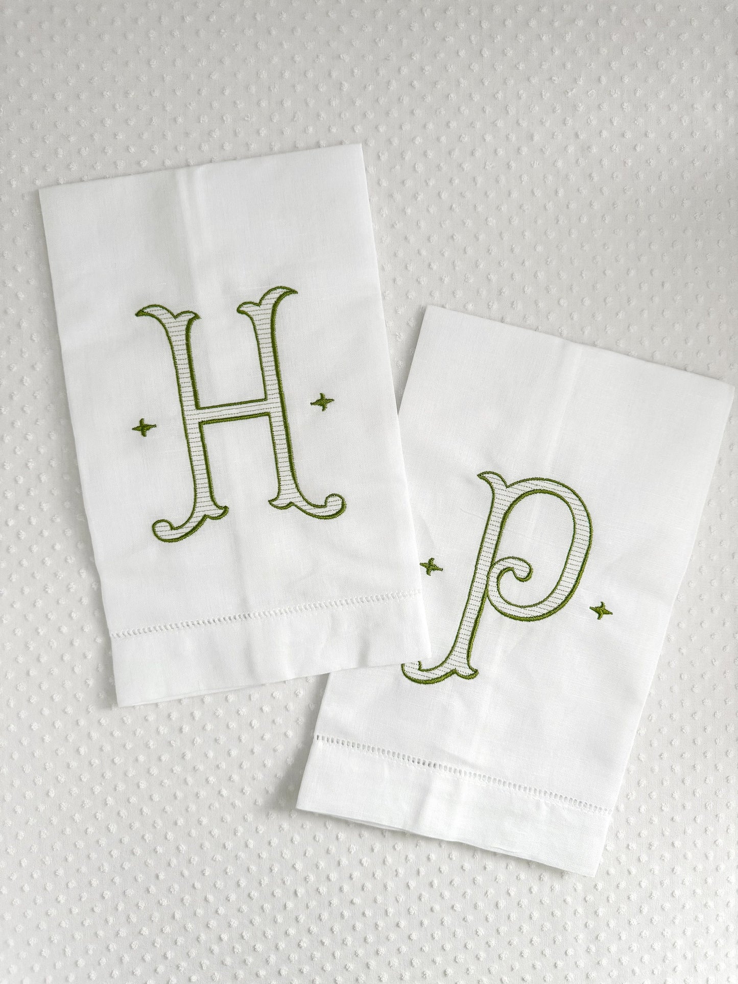 Embroidered initial Tea Towels