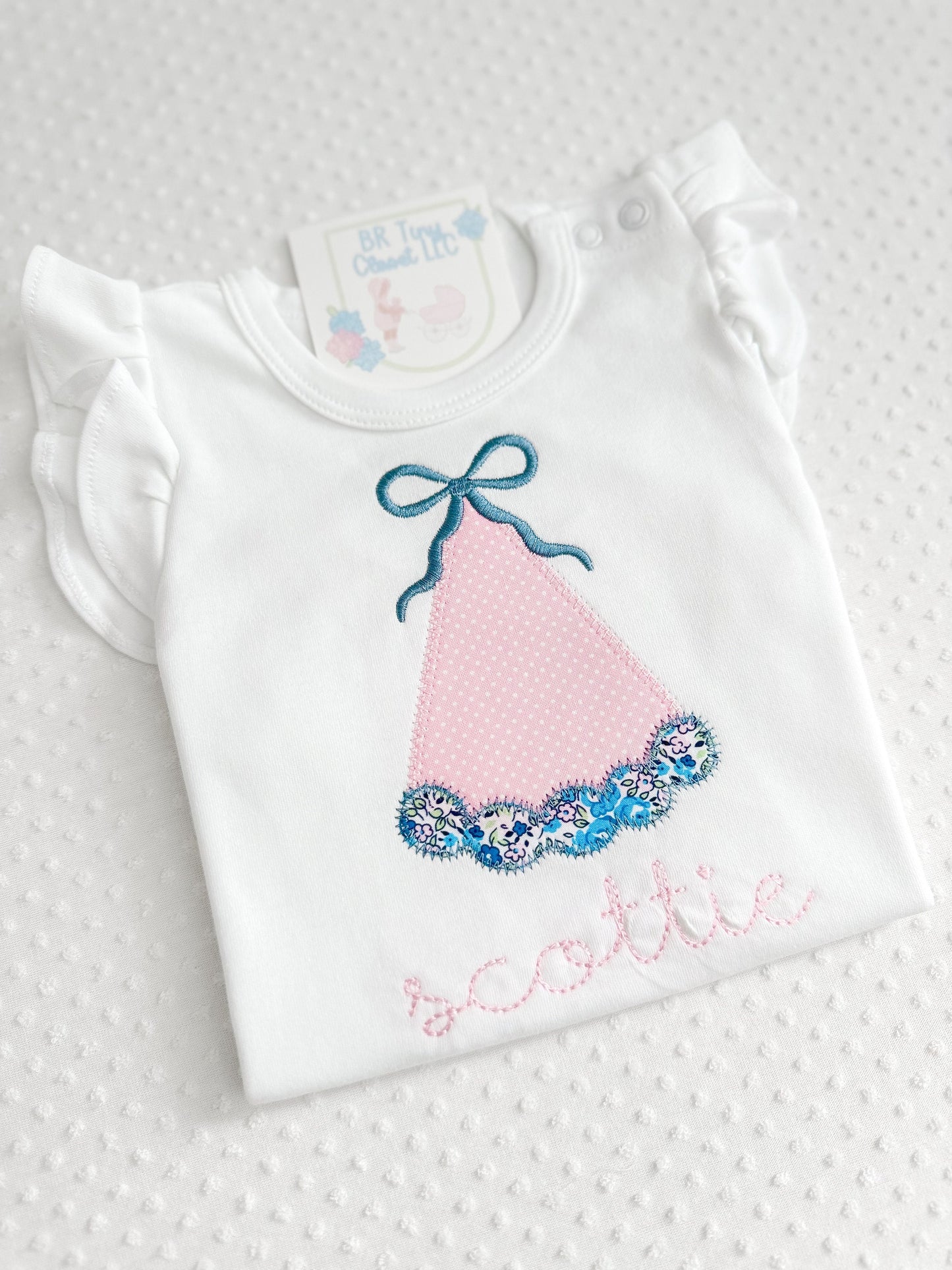 Embroidered Appliqué Birthday Hat Shirt/Bubble