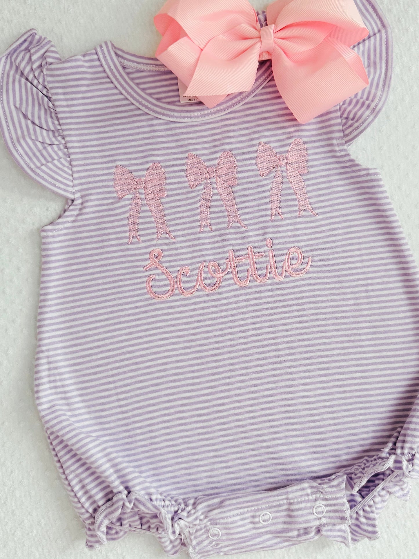 Embroidered Lavender Pink Bows bubble