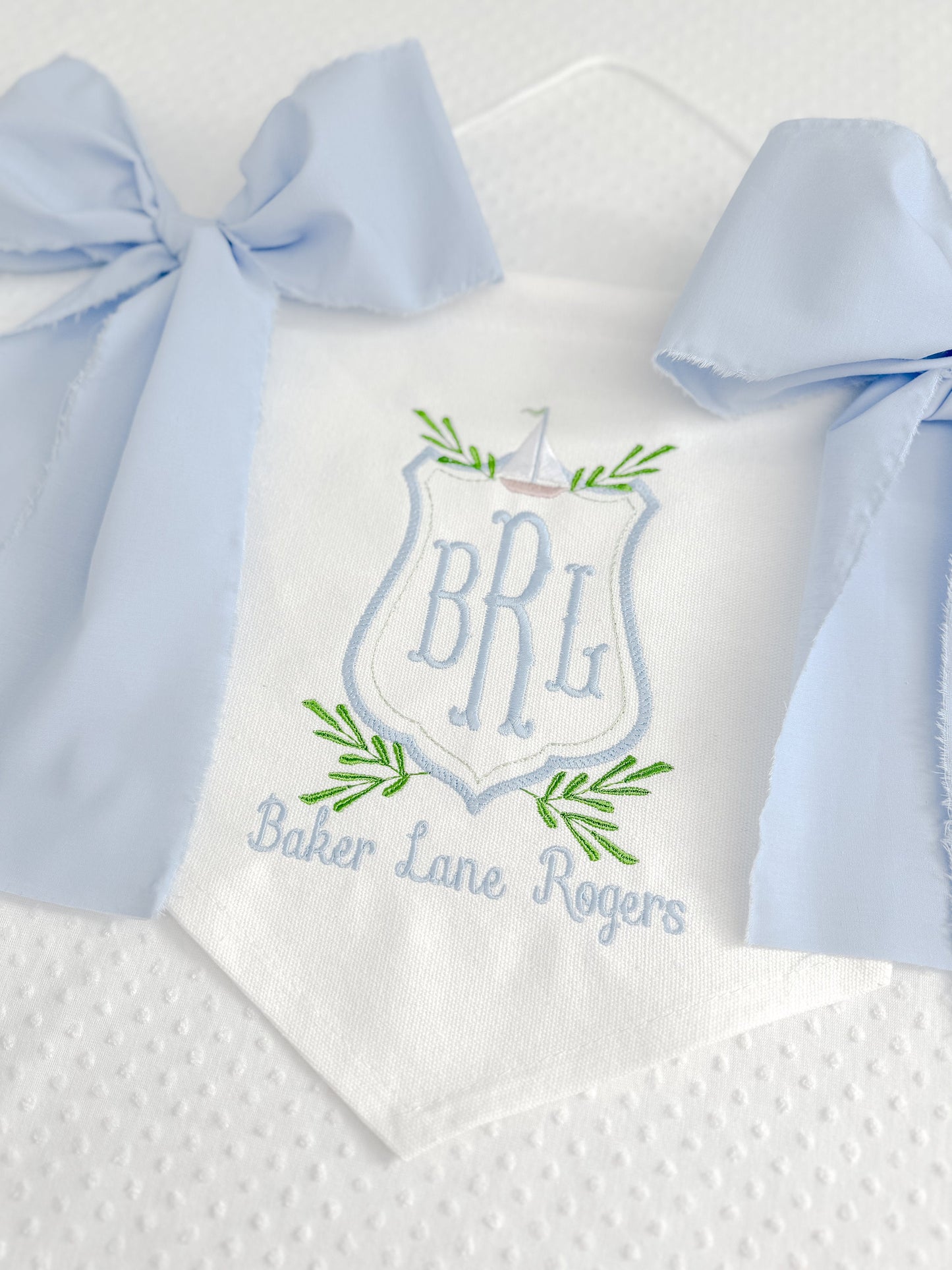 Embroidered Boys Sailboat Banner