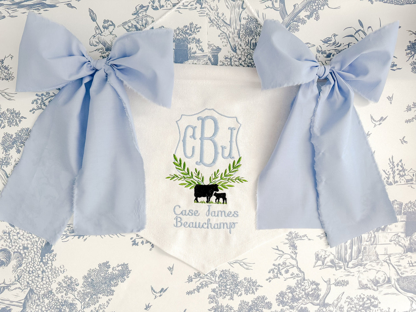 Embroidered Boys Cow Banner