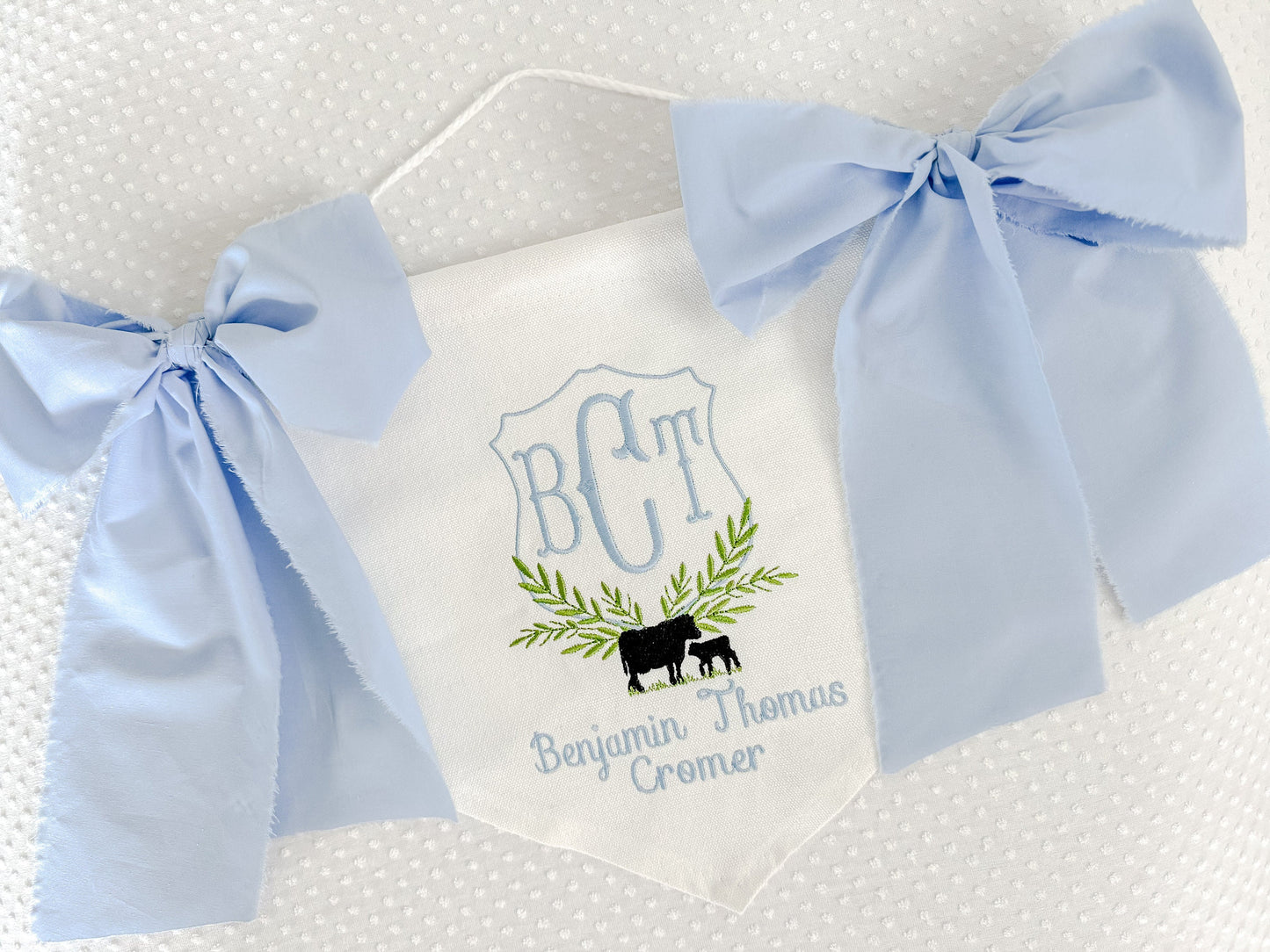 Embroidered Boys Cow Banner