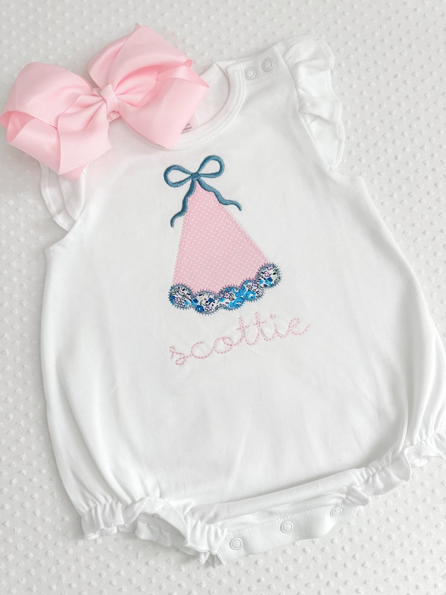 Embroidered Appliqué Birthday Hat Shirt/Bubble