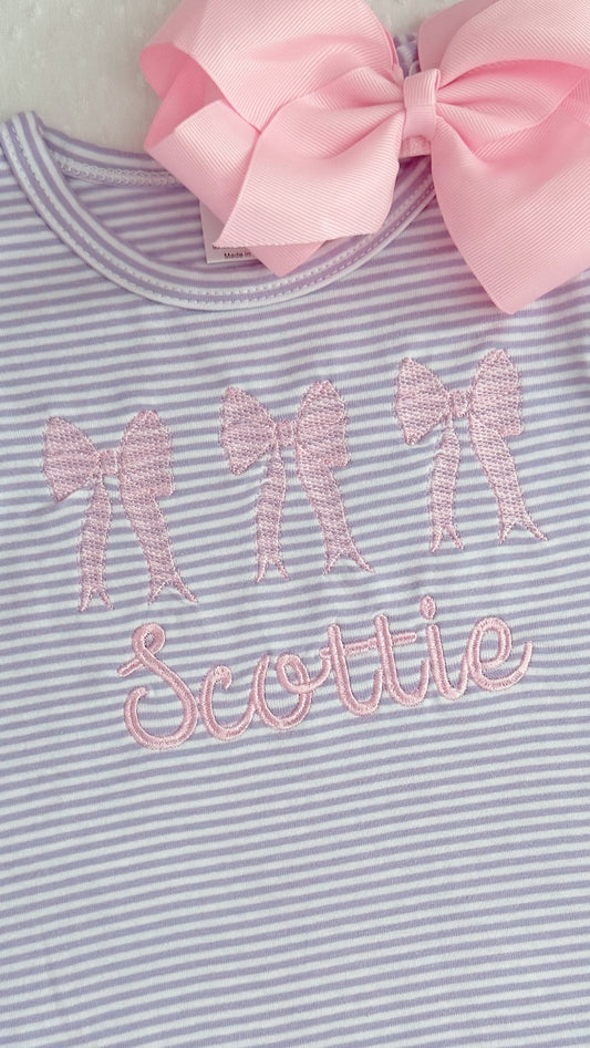 Embroidered Lavender Pink Bows bubble