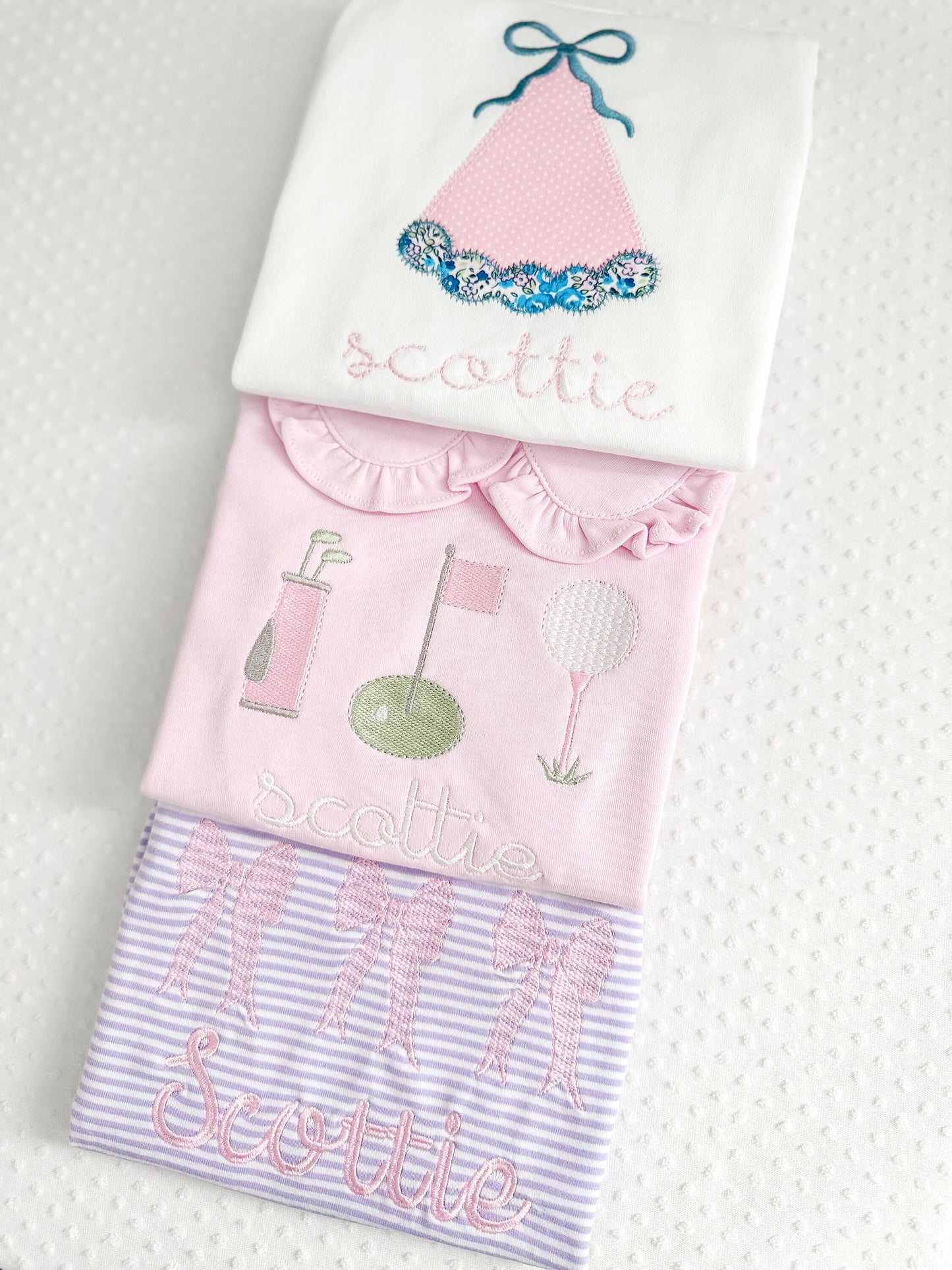 Embroidered Pink Ruffle collar Golf bubble