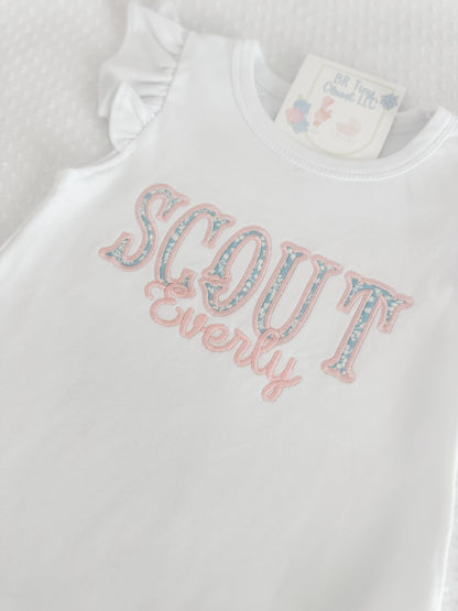 Flutter Sleeve Appliqué Name Bubble