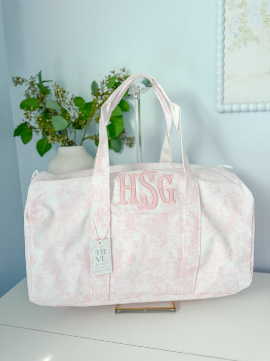 TRVL PINK BUNNY TOILE WEEKENDER DUFFEL