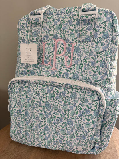 TRVL HAMPTON FLORAL QUILTED DIAPER BAG, CHANGING PAD AND EVERYDAY BAG SET