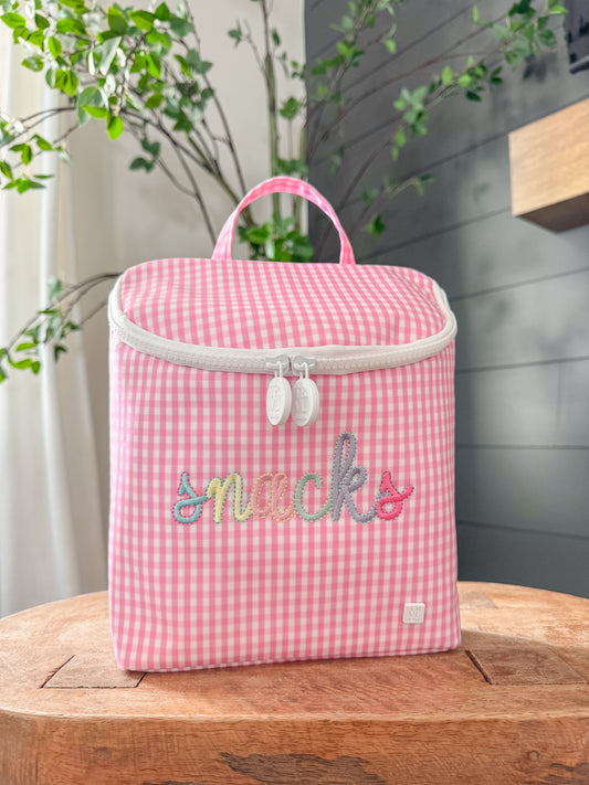 TRVL PINK GINGHAM BOTTLE BAG