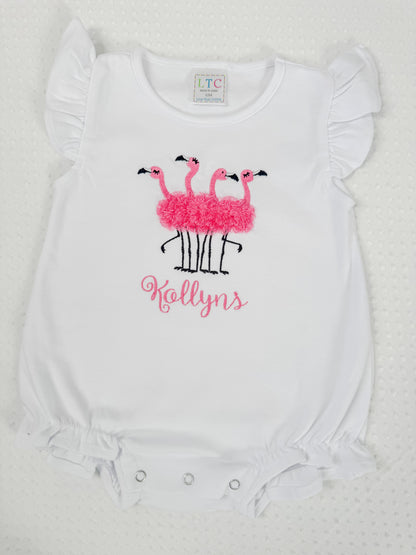 Flutter Sleeve Fluffy Flamingo Bubble/Tee