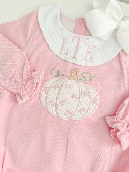 Embroidered Pink Pumpkin Bishop Bubble