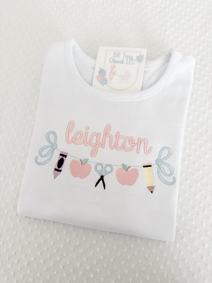 Girls Embroidered School Puff Sleeve Tee