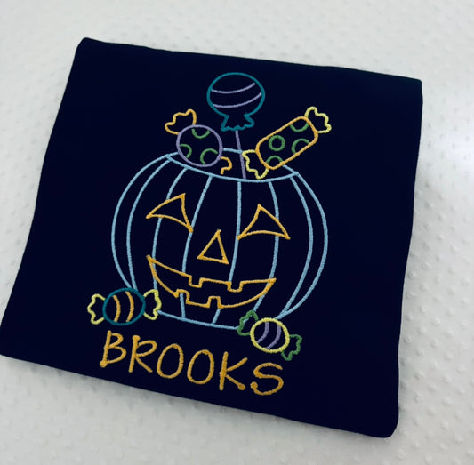 Boys Embroidered Halloween Bucket Tee