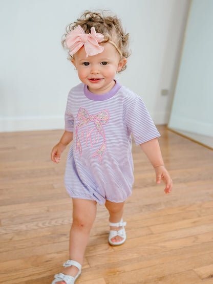 Embroidered SS Bow Monogram Purple T-Shirt Bubble/Tee