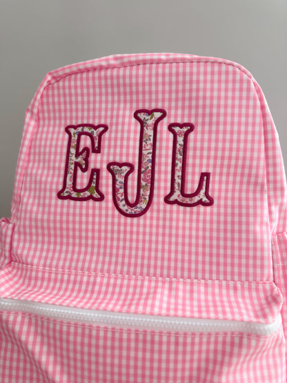TRVL PINK GINGHAM BACKPACK