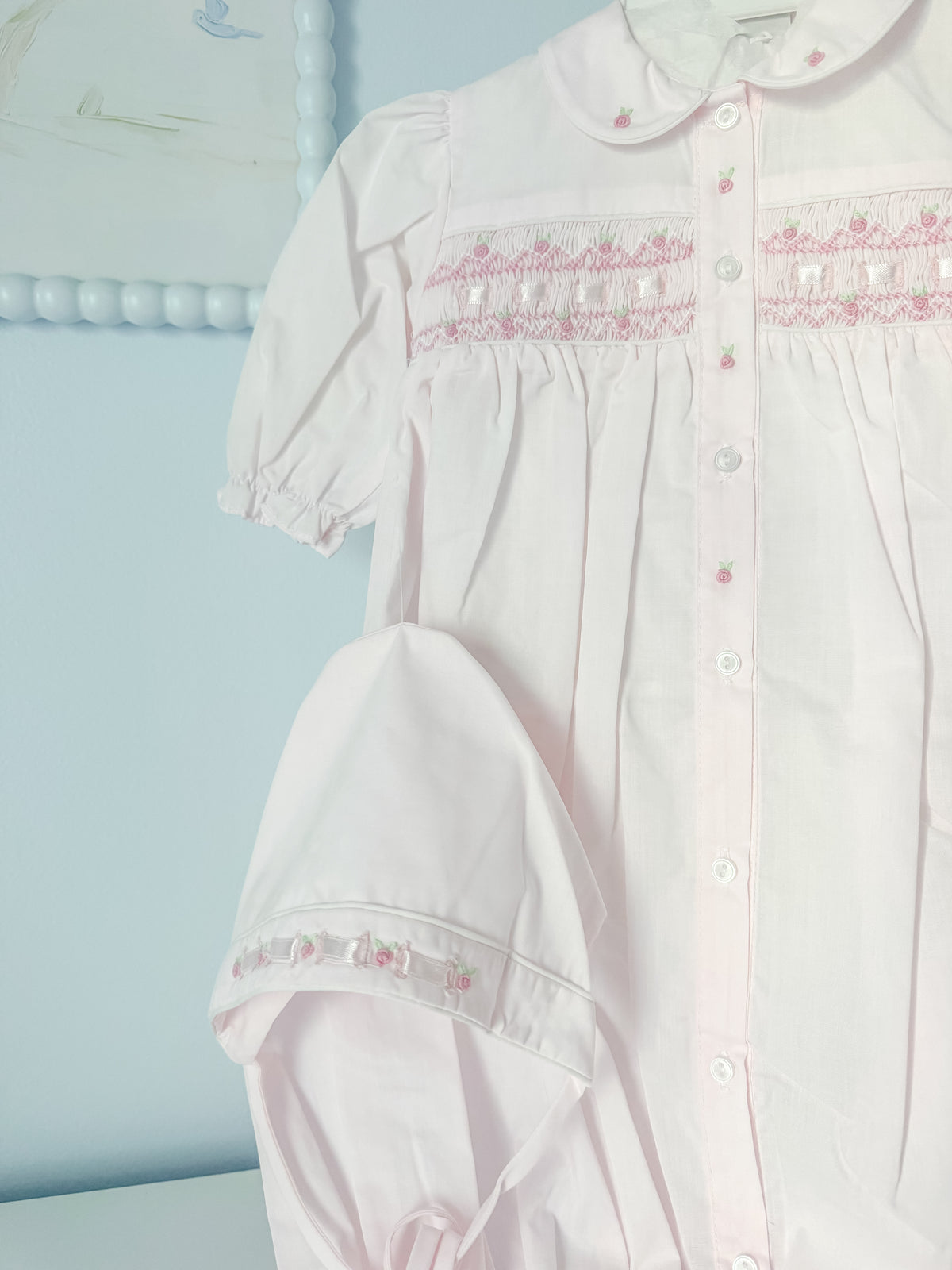 Ribbon Smocked Take Home Gown with Hat