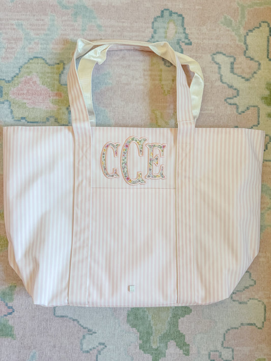 TRVL PINK PIMLICO STRIPE JUMBO TOTE