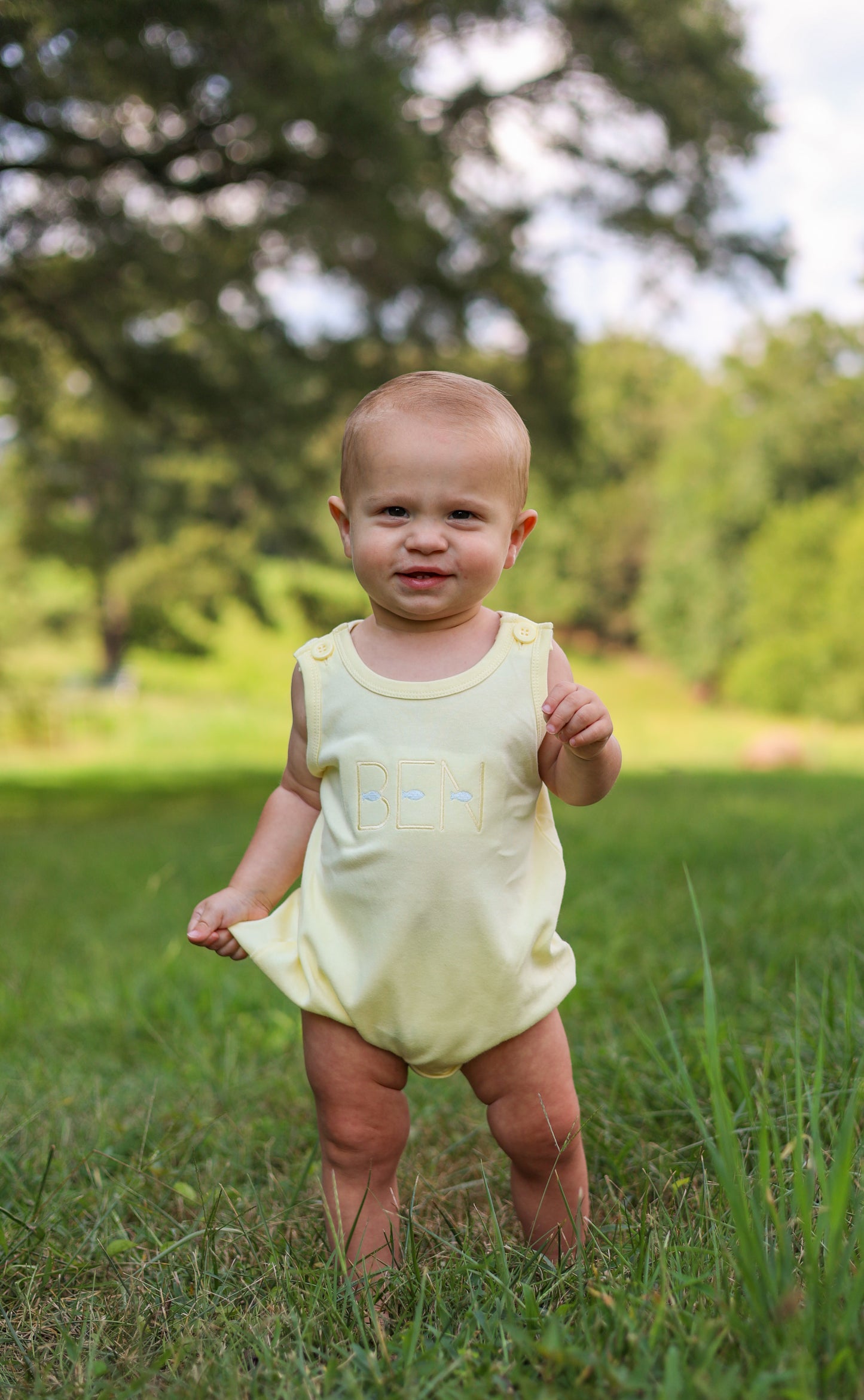 Pale Yellow Baby Sun Bubble with Fish