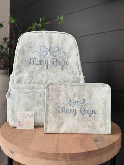 TRVL GREEN TOILE BACKPACK