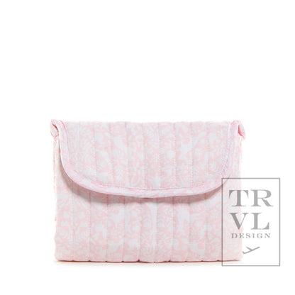 TRVL PINK WOODLAND QUILTED DIAPER BAG, CHANGING PAD AND EVERYDAY BAG SET