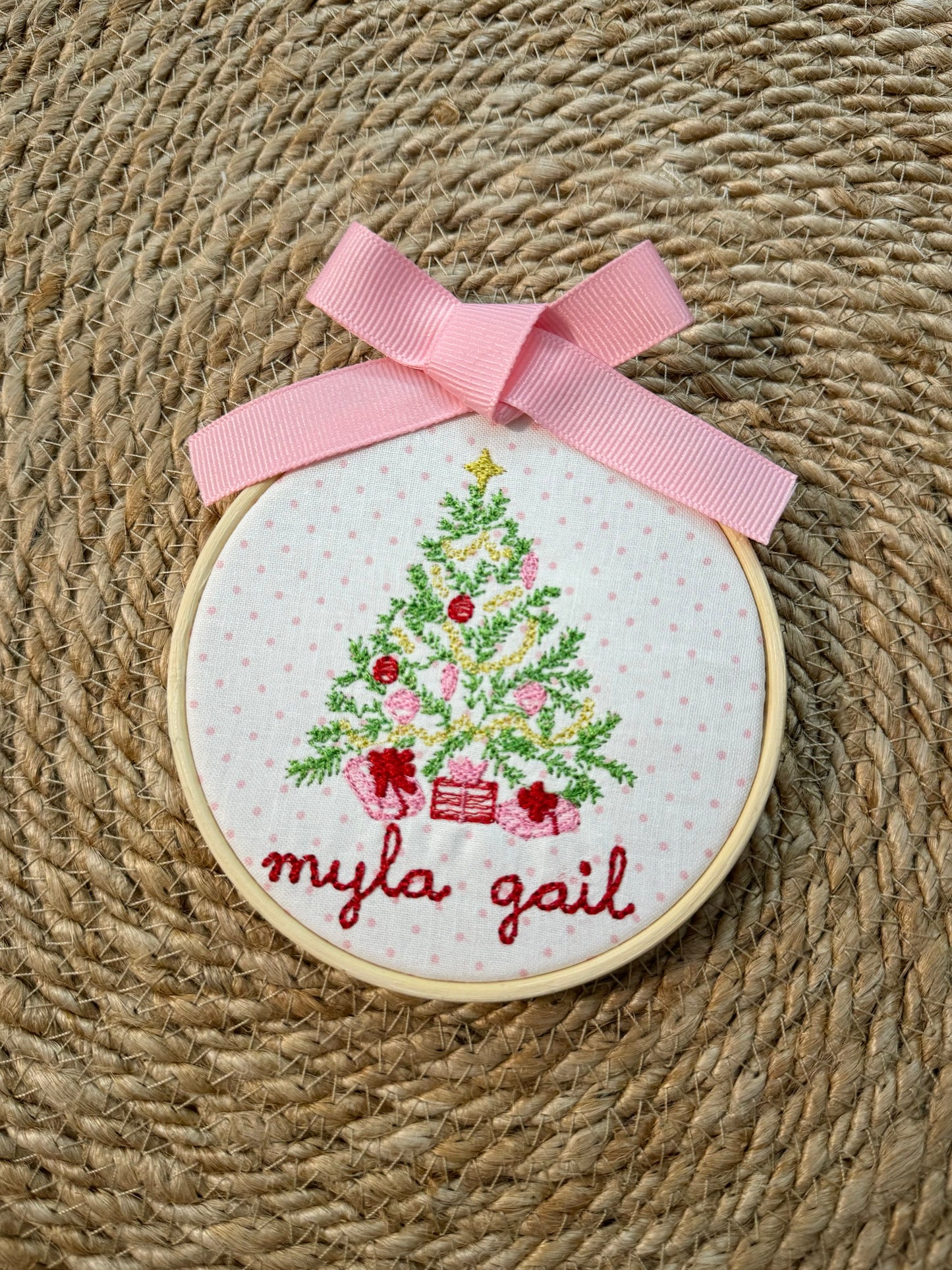 Embroidered Christmas Present Tree Ornament