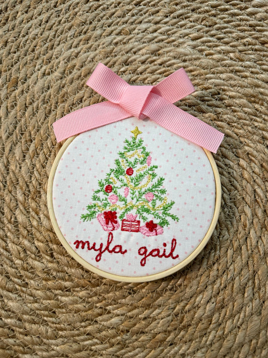 Embroidered Christmas Present Tree Ornament