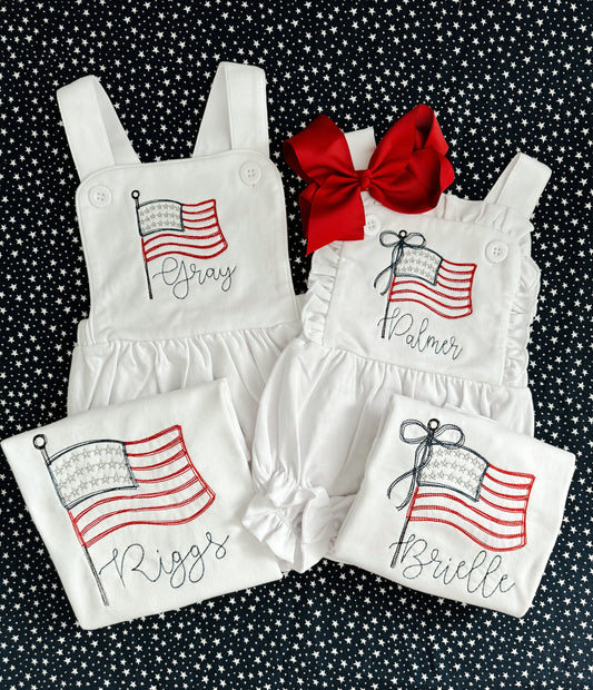 Embroidered American Flag Bubble & Tees