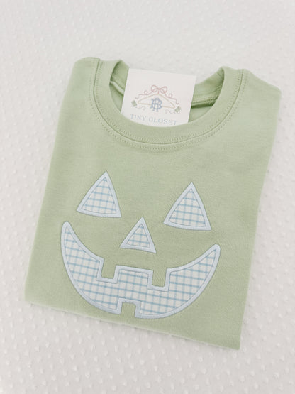 Embroidered Boys Halloween Jack-o-lantern Appliqué Face