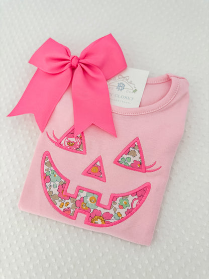 Embroidered Girls Halloween Jack-o-lantern Appliqué Face