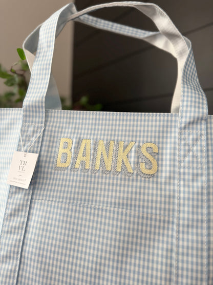 TRVL GINGHAM MIST JUMBO TOTE