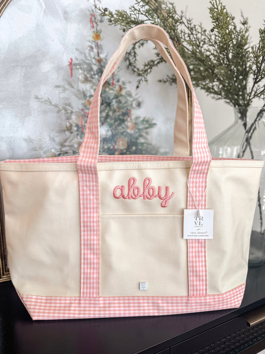 TRVL Medium Tote in Taffy Pink Gingham