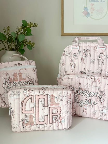 TRVL QUILTED COWGIRL TOILE DIAPER BAG ONLY
