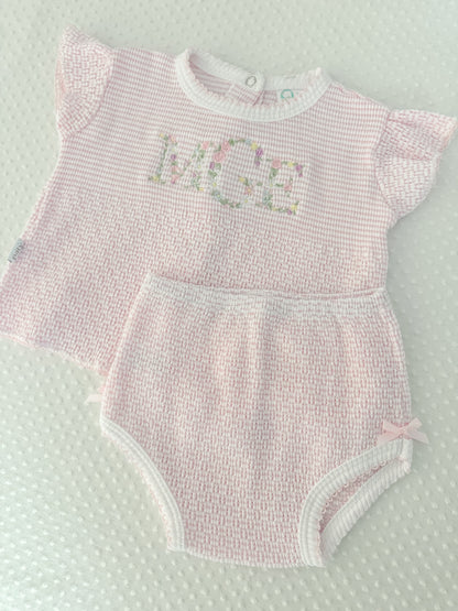 Flutter Sleeve Knit 2pc Diaper Set with Bows