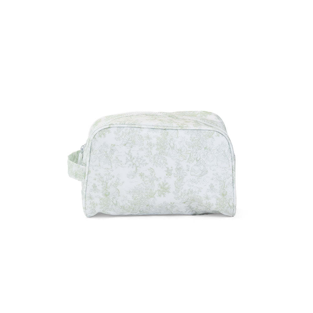 TRVL GREEN BUNNY TOILE TOILETRY BAG