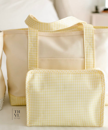 TRVL Medium Tote in Butter Yellow Gingham