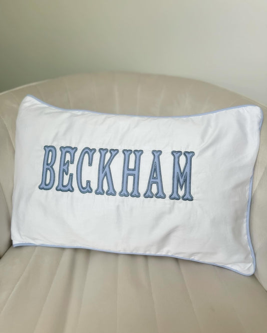 Blue Piping Edge Nursery Pillow Case 12x20