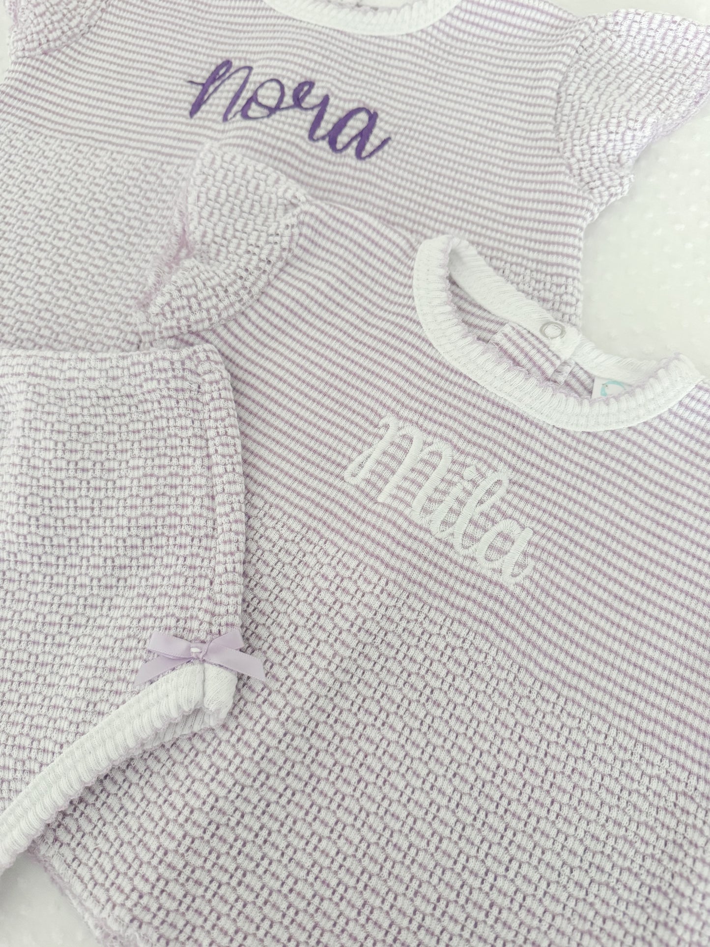 Flutter Sleeve Knit 2pc Diaper Set with Bows