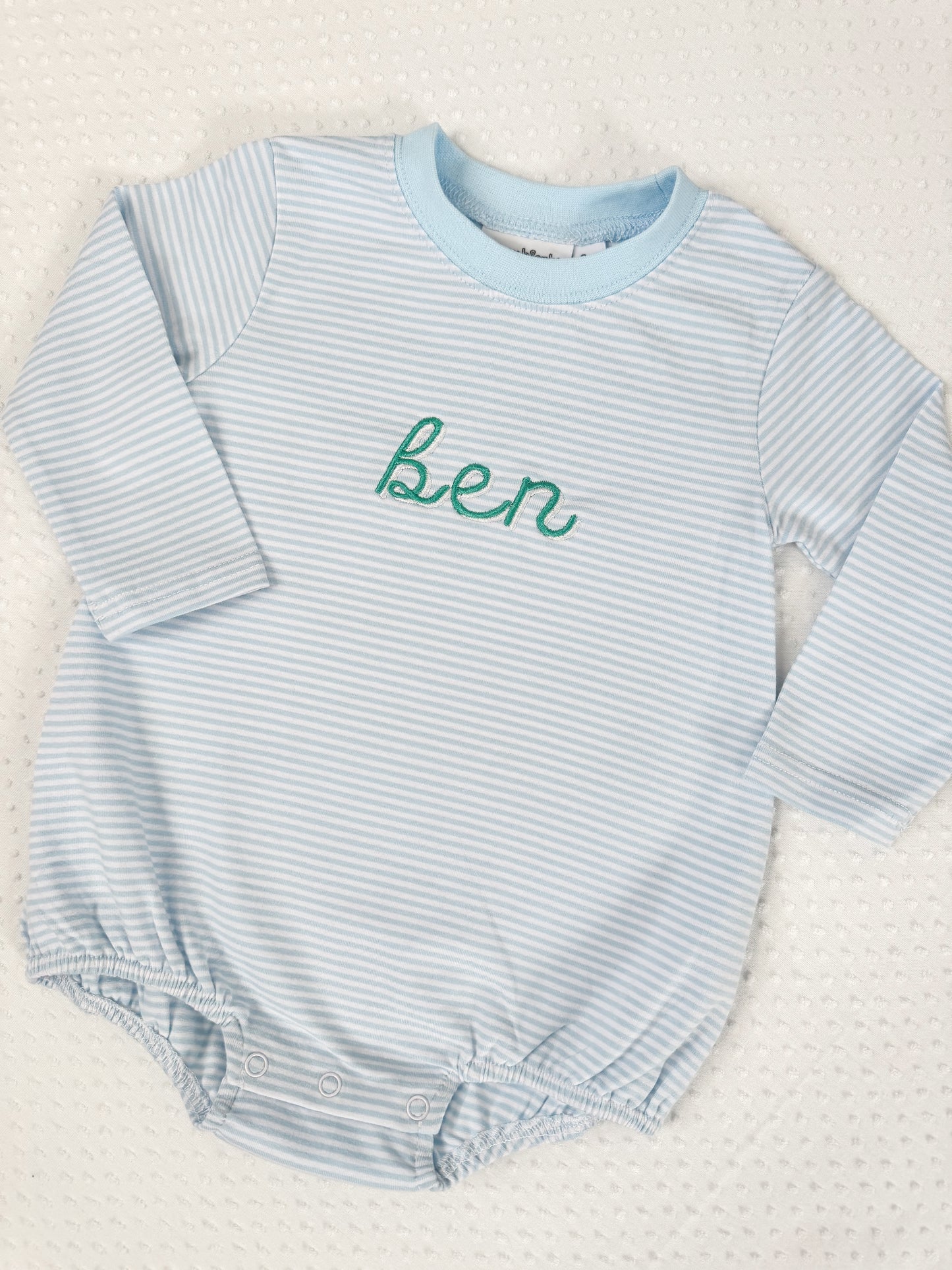 Embroidered LS Blue Stripe Bubble