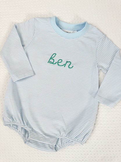 Embroidered LS Blue Stripe Bubble