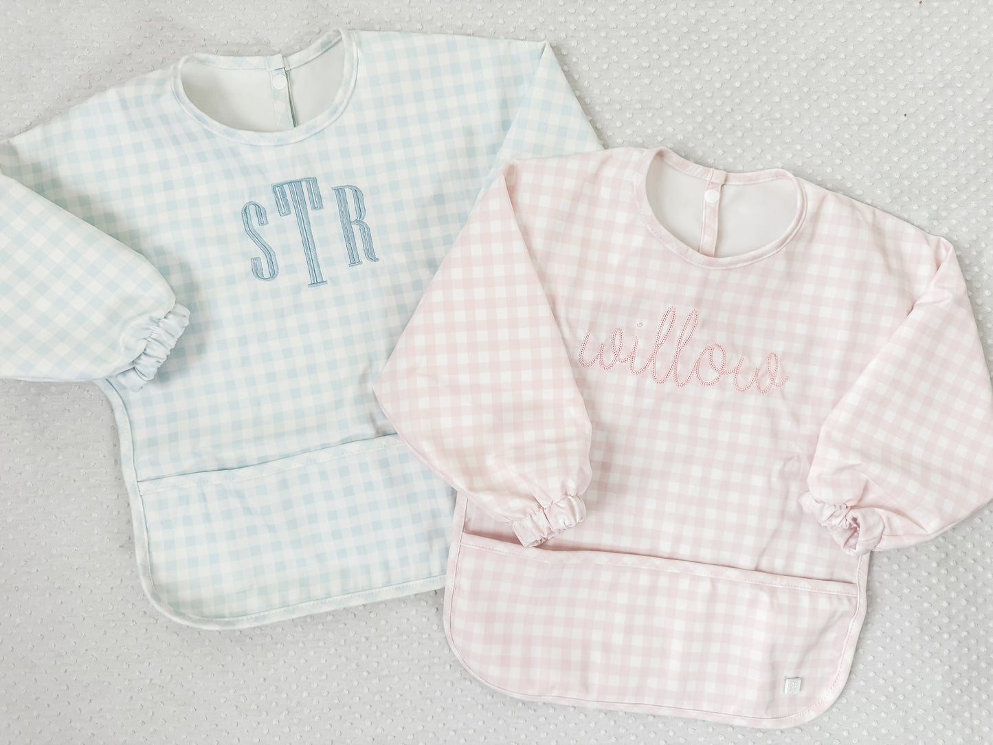 TRVL PINK GINGHAM LS BIB
