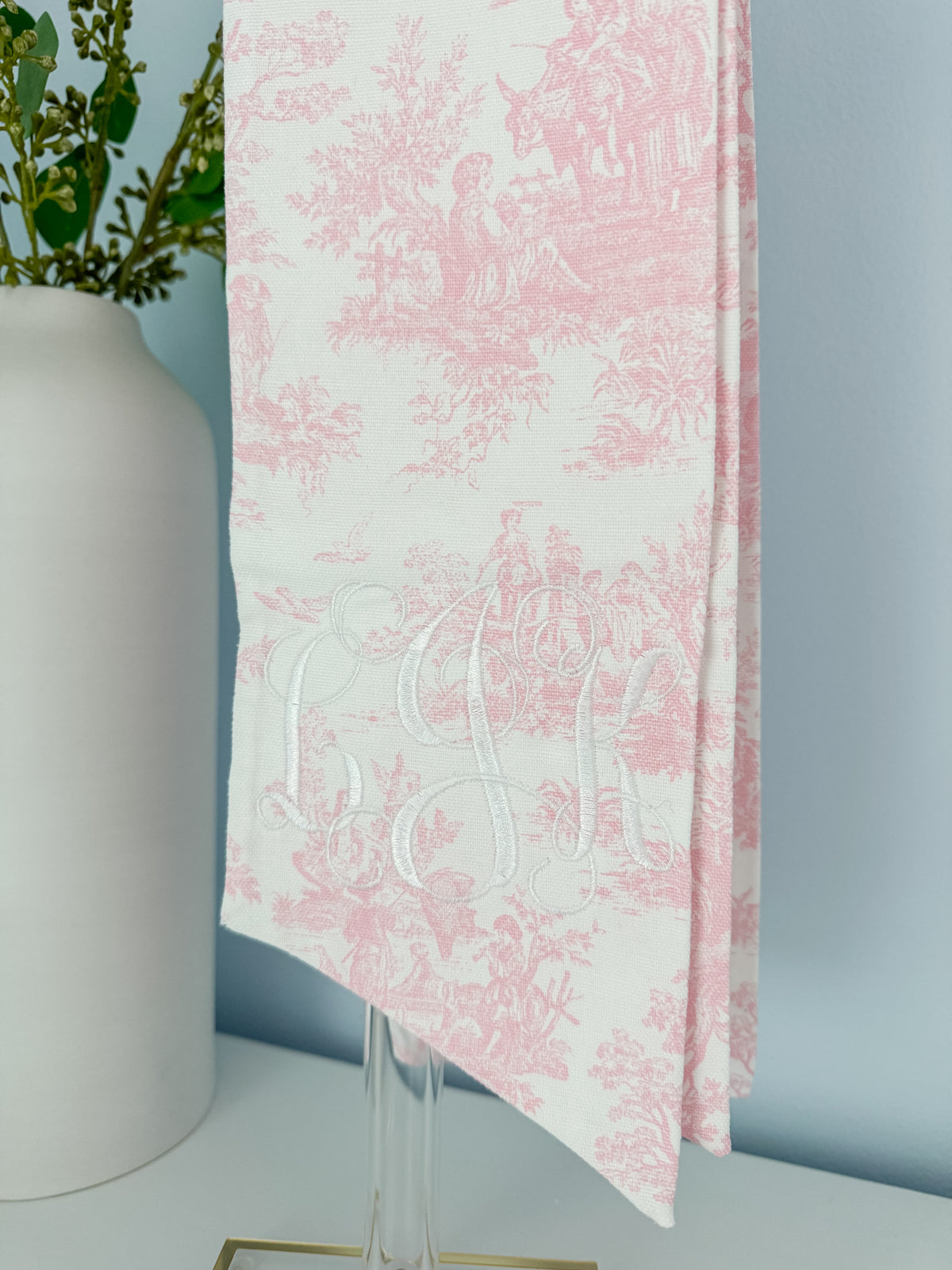 Baby Bow Sash with the initials “LJK” Embroidered